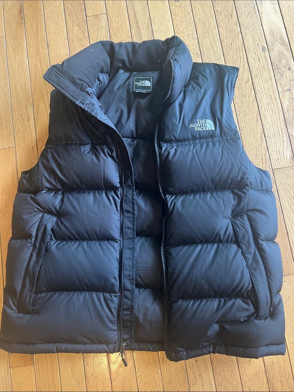 The North Face Black Quilted Down Vest-size large